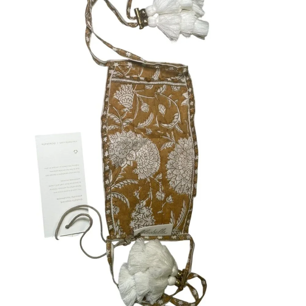Cleobella Honey Mix Print Organic Cotton Face Mask w/ Tassels NWT Description: